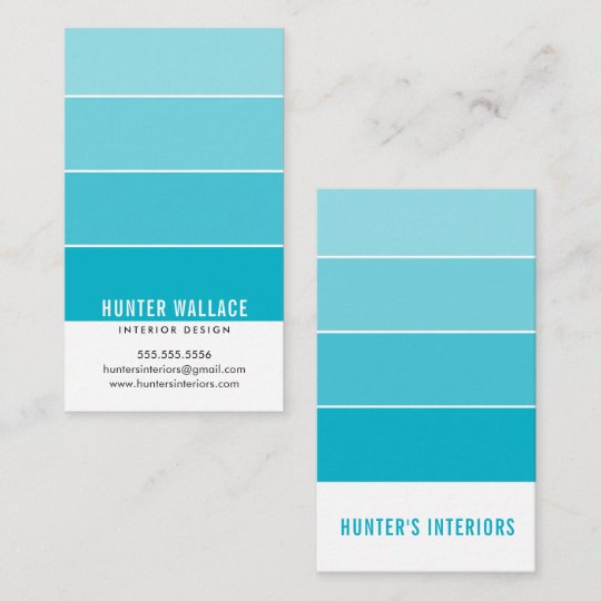 PAINT SWATCH CHIP modern interiors ombre blue Business Card