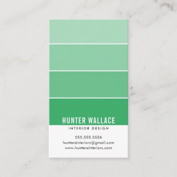 Paint Swatch Chip Modern Interiors Ombre Green Business Card by edgeplus at Zazzle