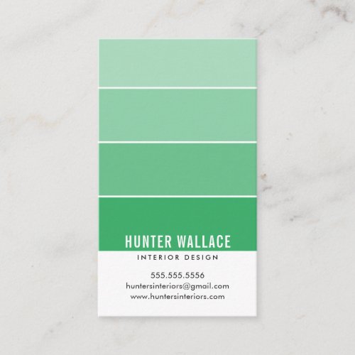 PAINT SWATCH CHIP modern interiors ombre green Business Card