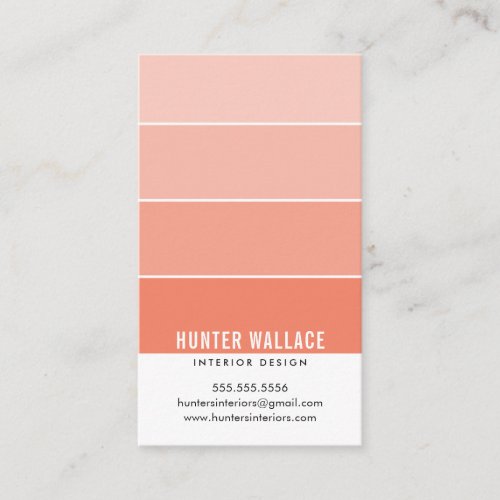 PAINT SWATCH CHIP modern interiors ombre orange Business Card