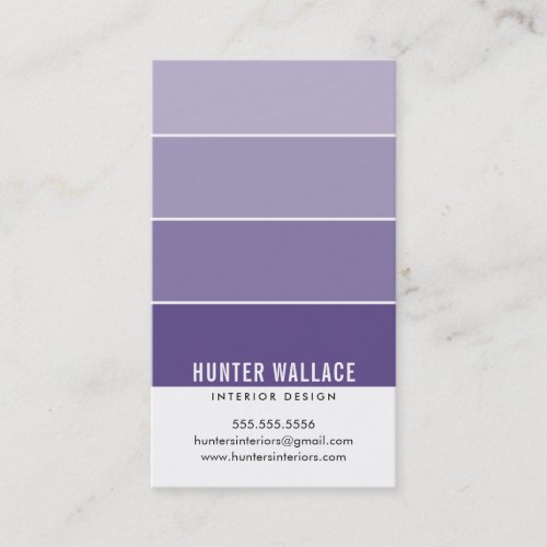 PAINT SWATCH CHIP modern interiors ombre violet Business Card