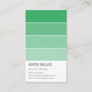 PAINT SWATCH CHIP modern ombre emerald green Business Card
