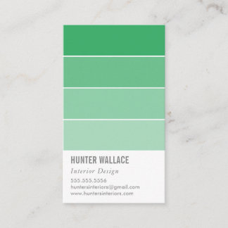 PAINT SWATCH CHIP modern ombre emerald green Business Card