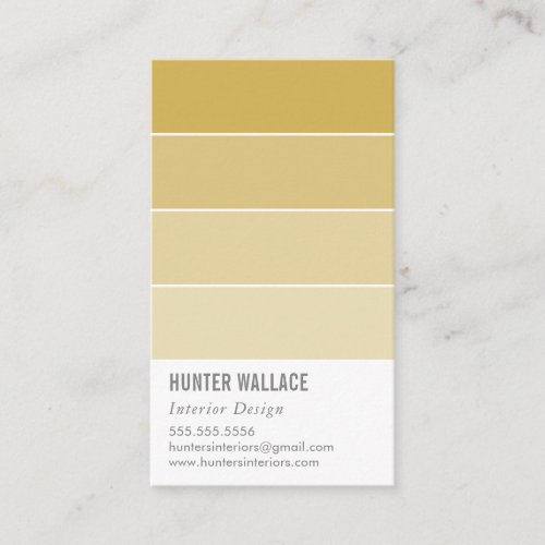 PAINT SWATCH CHIP modern ombre mustard yellow Business Card