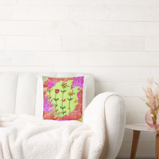 Paint Swatch Floral Throw Pillow