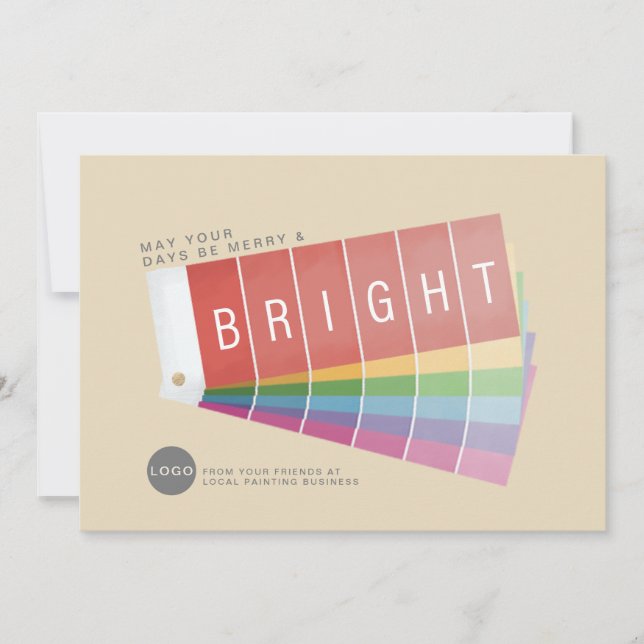 Paint Swatches Corporate/Business Merry & Bright Holiday Card (Front)