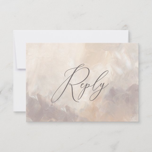 Paint texture beige and cream script wedding reply (Front)