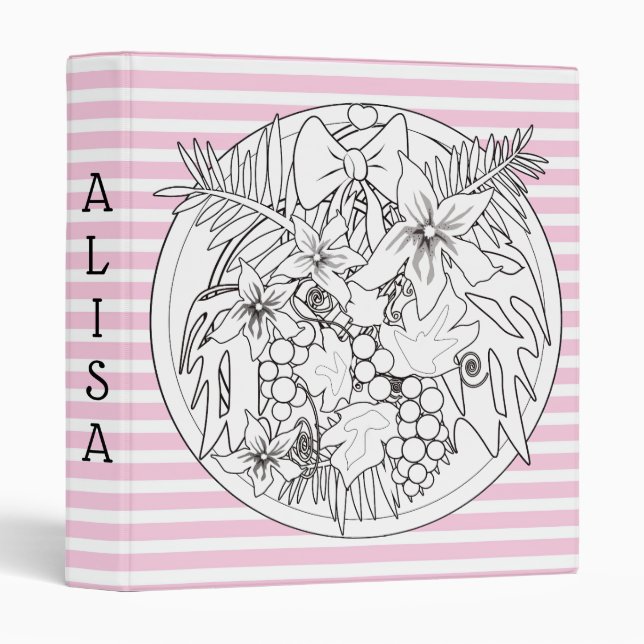 Paint the picture yourself a tropical pattern 3 ring binder (Front/Spine)