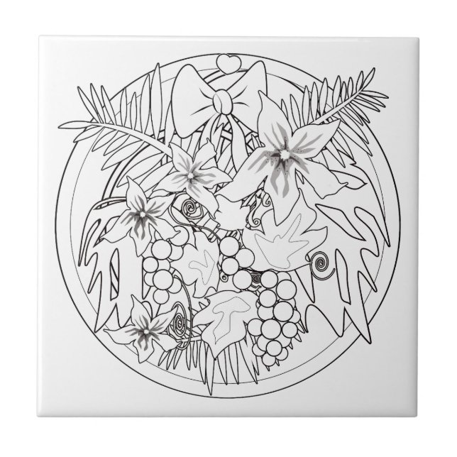 Paint the picture yourself a tropical pattern ceramic tile (Front)