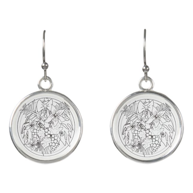 Paint the picture yourself a tropical pattern  earrings (Front)