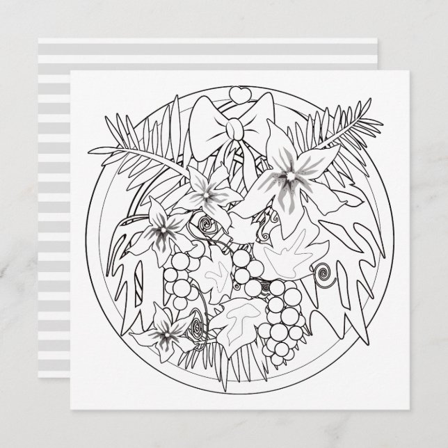 Paint the picture yourself a tropical pattern  invitation (Front/Back)