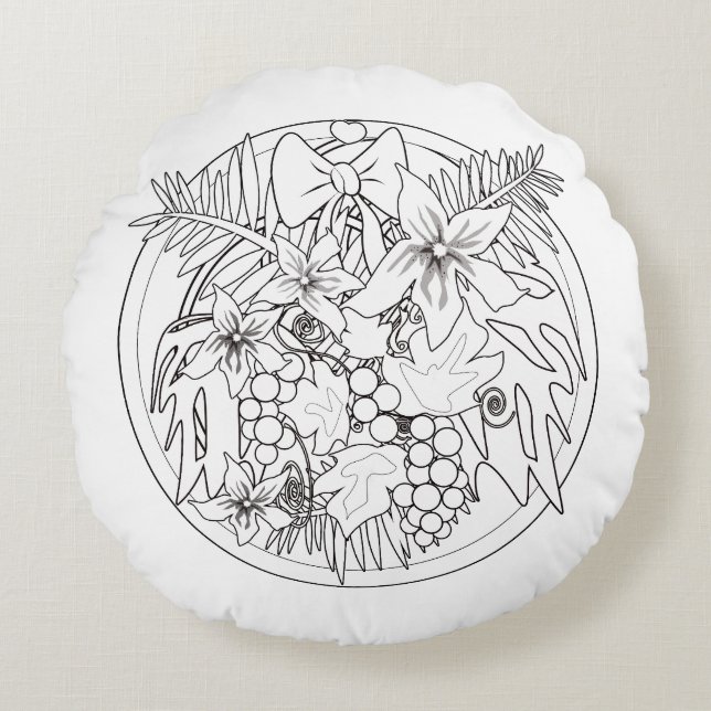 Paint the picture yourself a tropical pattern  round pillow (Front)