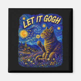 Paint The Stars Cat Blowing Dandelion Night Sky Magnet