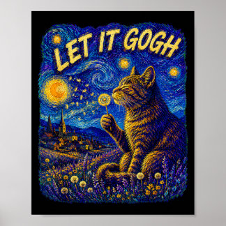 Paint The Stars Cat Blowing Dandelion Night Sky Poster