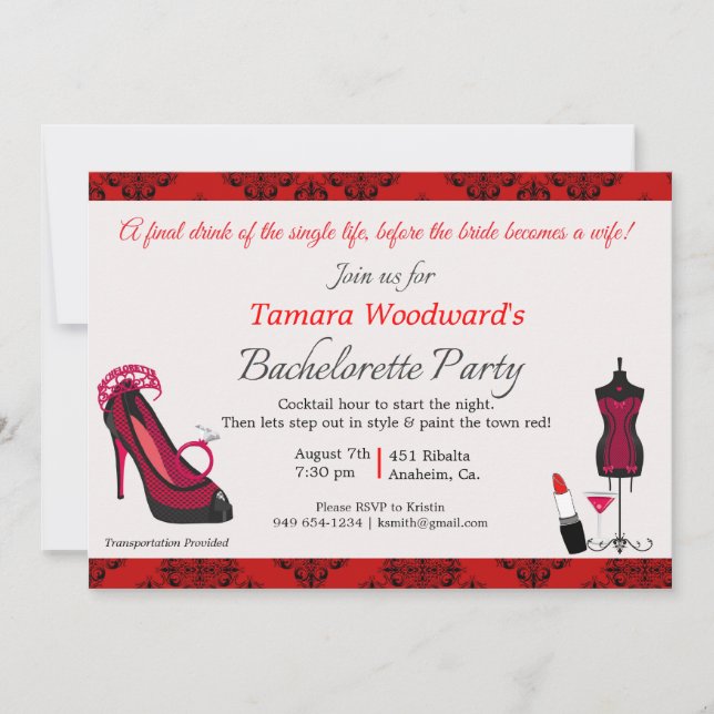 Paint the Town Bachelorette Party Invitation (Front)