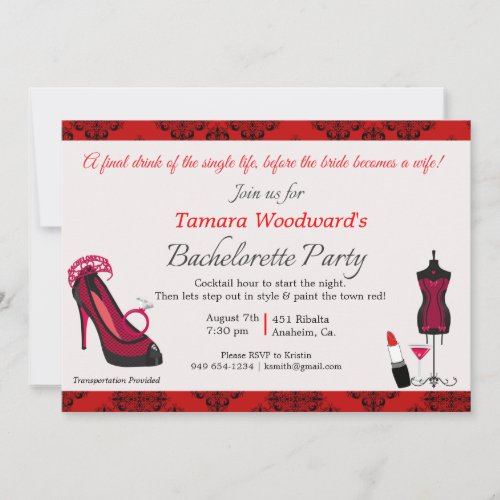 Paint the Town Bachelorette Party Invitation