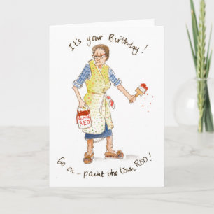 "Paint the Town Red!" Birthday Card for a woman