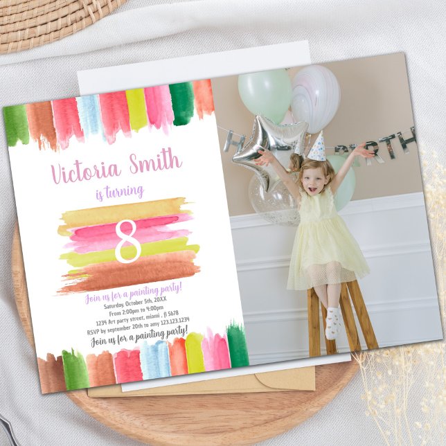 Paint Watercolor Age Center Birthday Invitation (Paint watercolor Age on center Birthday Invitation)