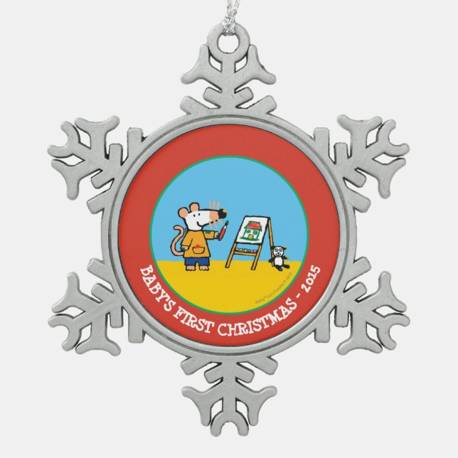 Paint with Maisy! Snowflake Pewter Christmas Ornament (Front)