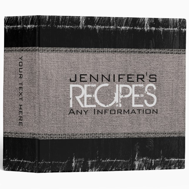 Paint Wood Look Cooking Fabric Burlap #4 3 Ring Binder (Front/Spine)