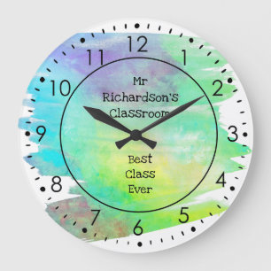 Paint Yellow Green Classroom Teacher Large Clock