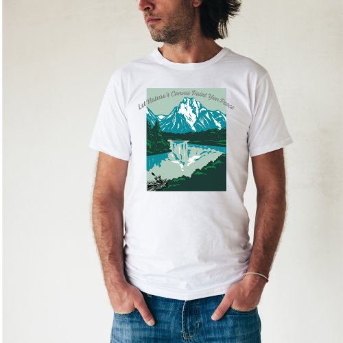 Paint You Peace Green Stencil Mountains  Water T_Shirt