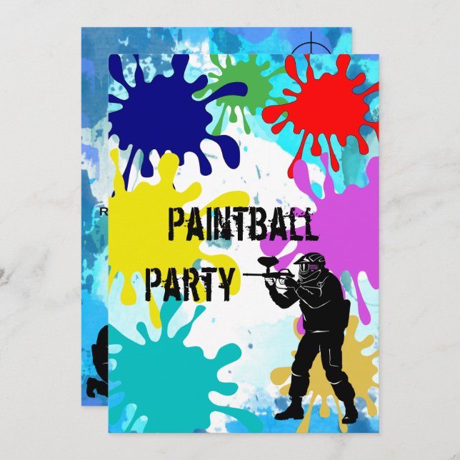 Paintball 11th Birthday Invitation (Front/Back)