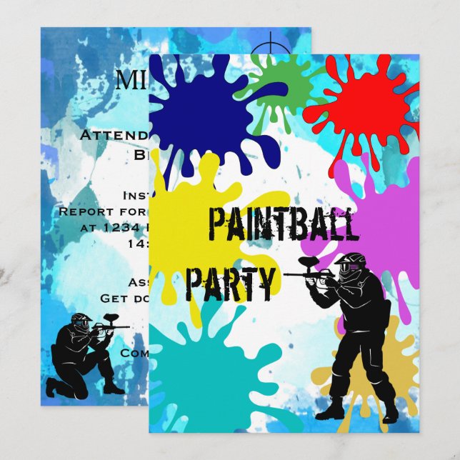 Paintball 40th Birthday Invitation (Front/Back)