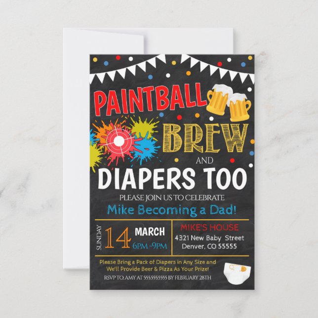 Paintball and Beer Baby Shower Invitation (Front)