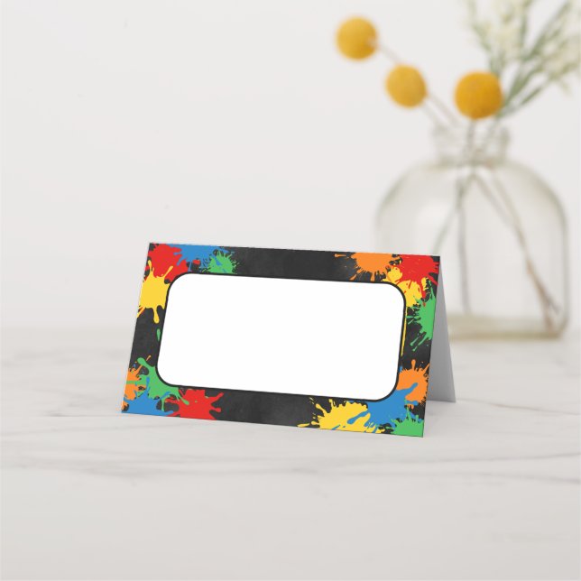Paintball Birthday Boys Food Folded Place Card (Front)