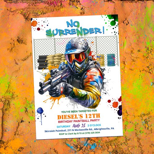  Paintball Birthday Invitation