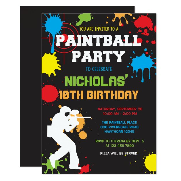 Paintball Birthday Invitation / Paintball Birthday