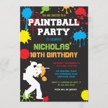Paintball Birthday Invitation / Paintball Birthday by ApplePaperie at Zazzle