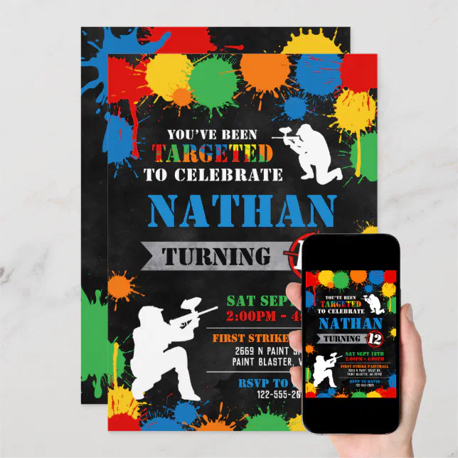 Paintball Birthday Invitation, Paintball Invite Zazzle