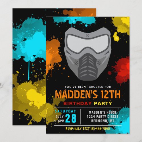 Paintball Birthday Invitation | Paintball Party