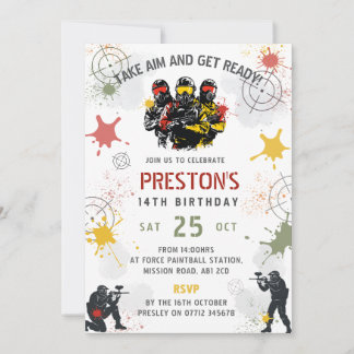 Paintball Birthday Invitation Take Aim & Get Ready