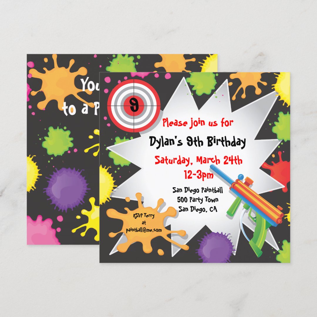 Paintball Birthday Party Invitation Zazzle