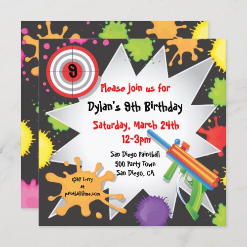 Paintball Birthday Party Invitation