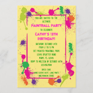 Paintball Birthday Party Invitation