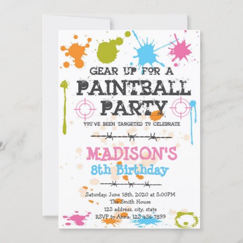 Paintball birthday party Invitation