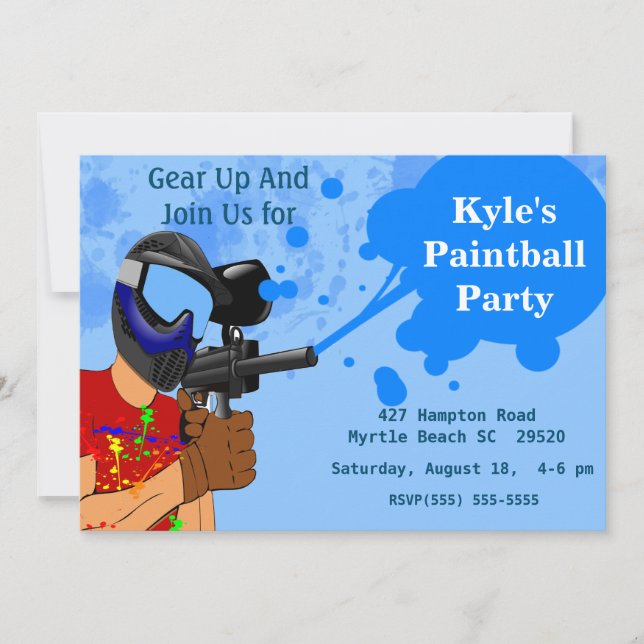 Paintball Birthday Party Invitation (Front)