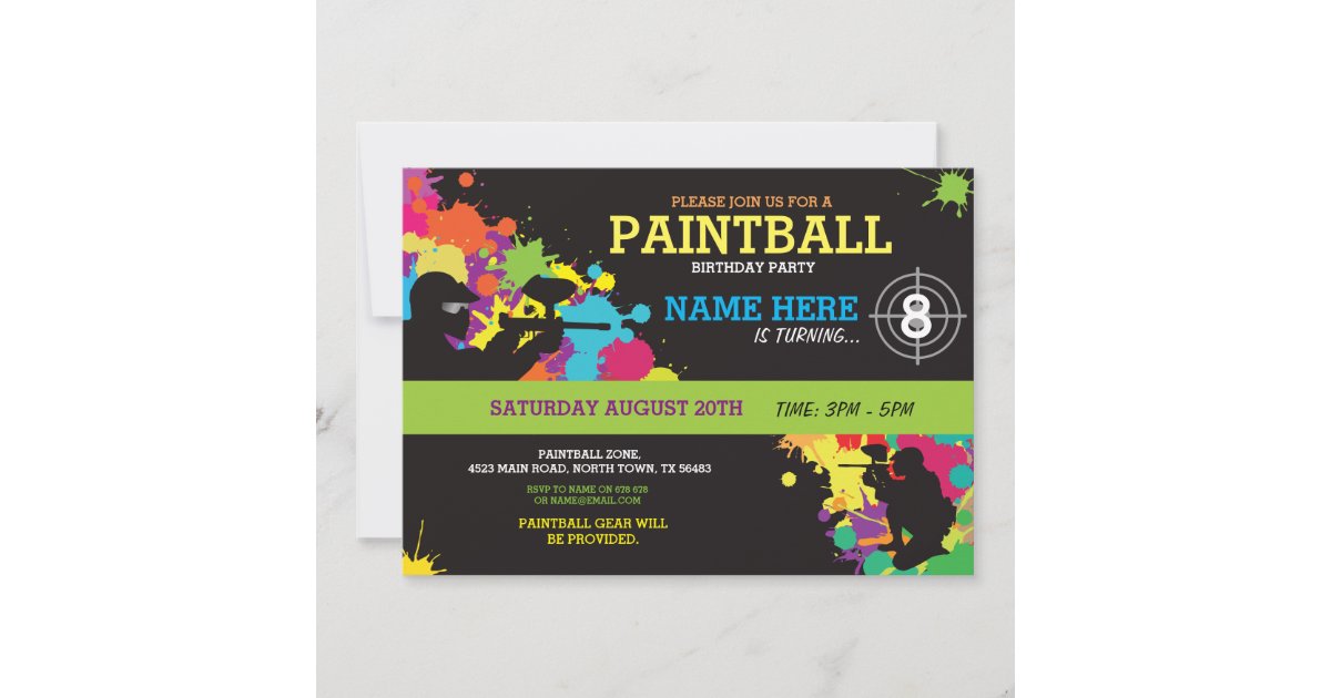 paintball-birthday-party-invitation-fun-paint-ball-zazzle for Free Editable Pdf Free Printable Paintball Party Invitations Paintball Birthday Party Invitation Fun Paint Ball | Zazzle for Free Editable Pdf Free Printable Paintball Party Invitations