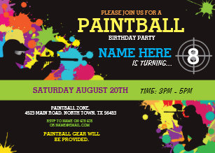 Paintball Invitations Zazzle Paintball Birthday Party Invitation Fun Paint Ball