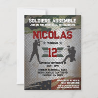 Paintball Birthday Party Military Camo USA Invitat