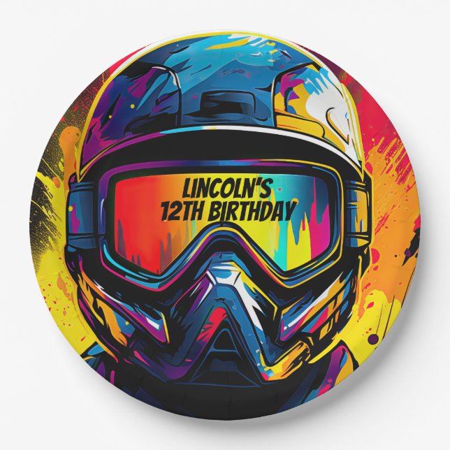Paintball Birthday Party Personalized Paper Plates (Front)