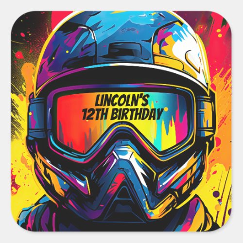 Paintball Birthday Party Personalized Square Sticker