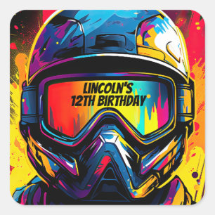 Paintball Birthday Party Personalized Square Sticker