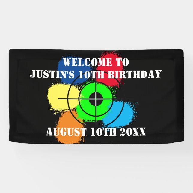 Paintball Birthday party welcome banner (Horizontal)