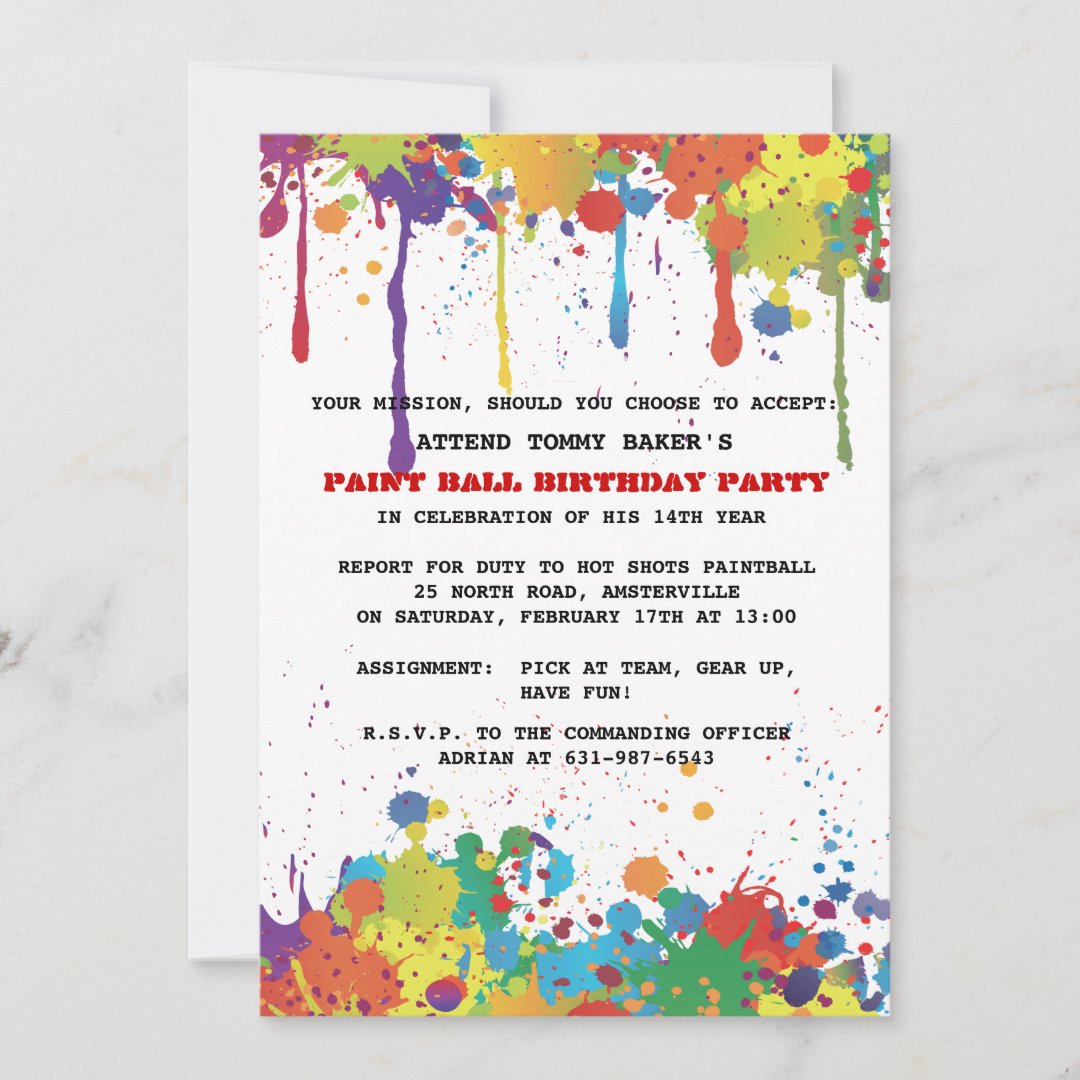 Paintball Colors Invitation | Zazzle