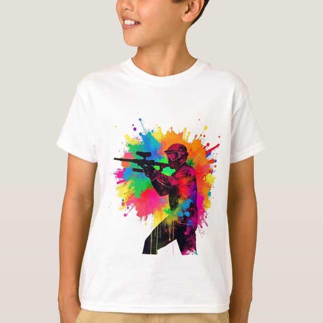 Paintball Gamer Colorful Design T-Shirt (Front)